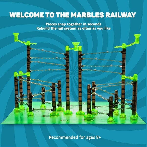 Marble Genius 625-Piece Marble Rails Extreme Set, STEM Toy for